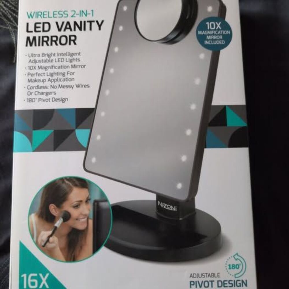 NEW Nizoni Wireless 2-1 Led Vanity Mirror, 10x Magnification Mirror